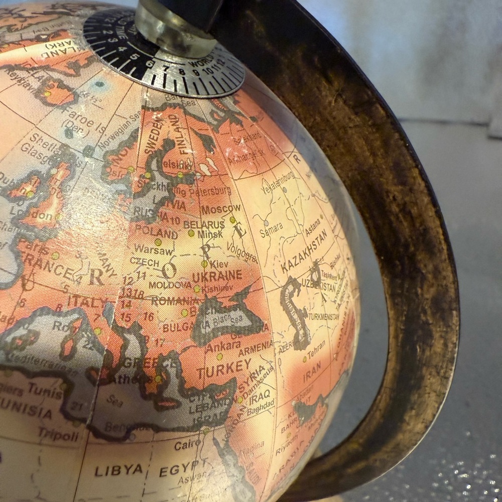 Vintage Style Globe with Wooden Base - Picture 8 of 8